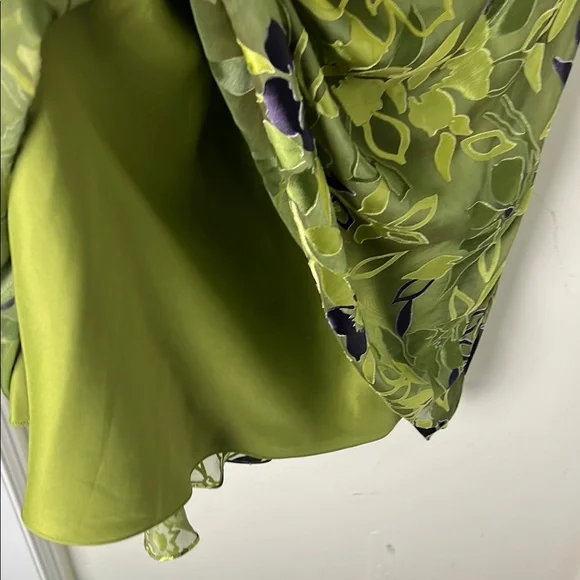 Vintage Jacques Vert 26% Silk Blend Brocade Floral Green Slip Skirt Size 14 - Picture 4 of 13